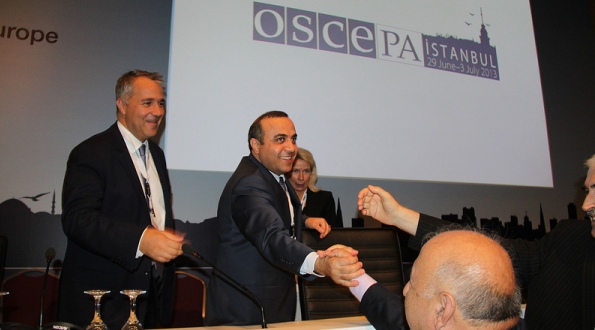 Azay Guliyev is congratulated upon his election to vice-chair of the 1st Committee.